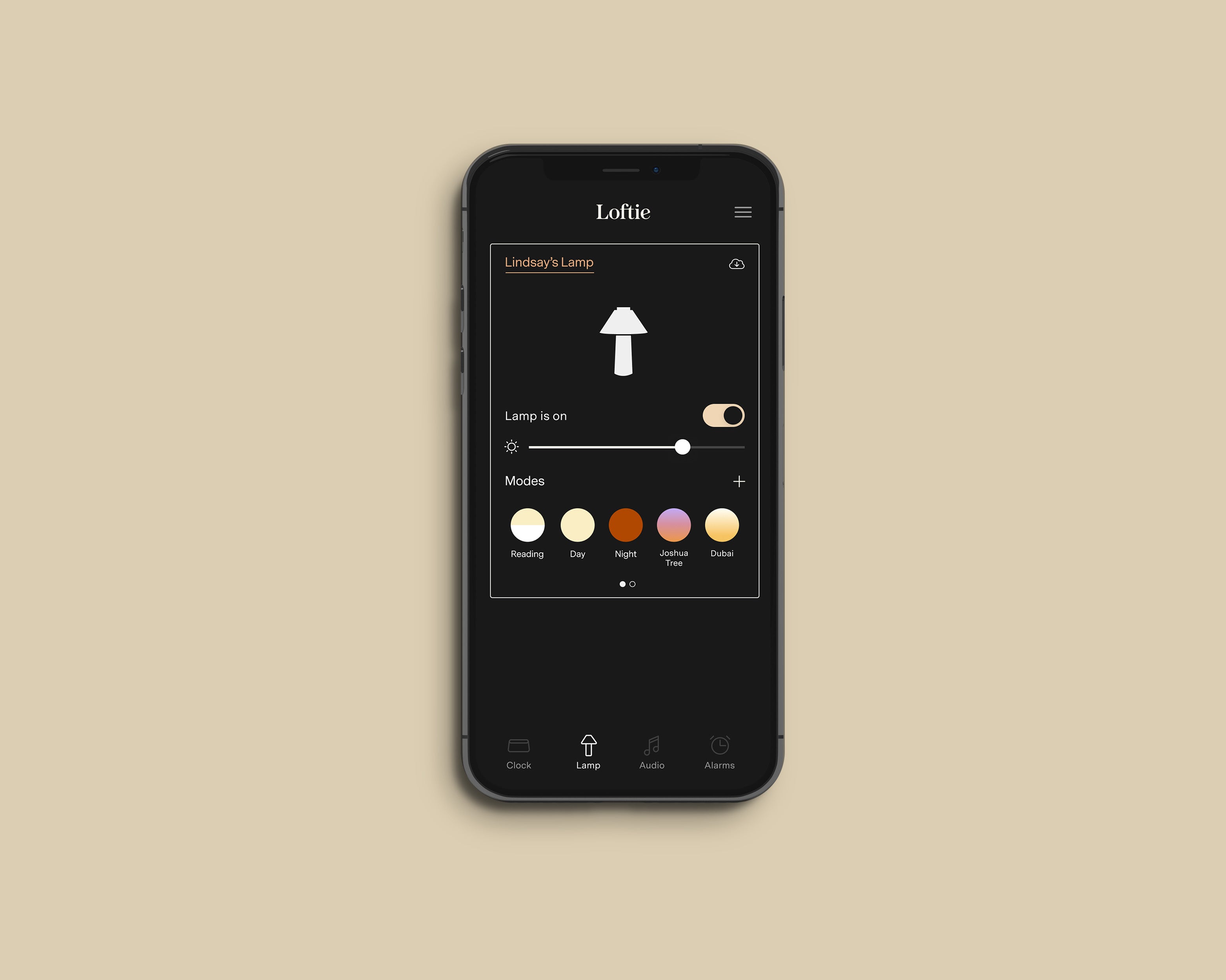 Loftie app lamp page